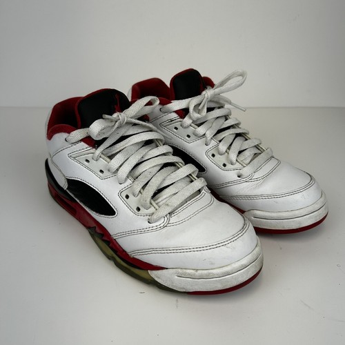 Air Jordan 5 Retro Low Fire Rosso Bianco Nero 314338 101 Bambini GS Taglia 5Y 6 5W