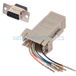 DB9 Female to RJ45 Female F/F RS232 Modular Adapter Converter Extender Brand - Picture 1 of 4