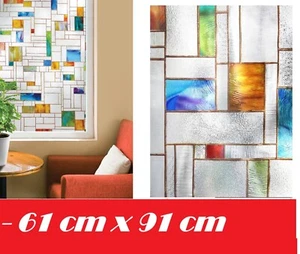 61cm x 91cm - Melange 3D Stained Glass Static Cling / Glueless. - Picture 1 of 5