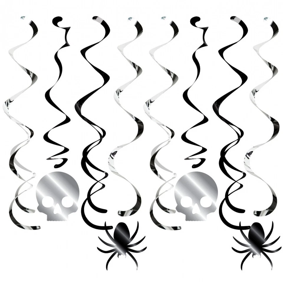 Calaveras y Arañas Colgantes Colgantes Decoraciones Lámina 8 por Paquete 4 43" y 4 39" Foto 1 de 1