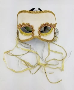 Rubie's Gold Frosted White Mask Venetian Carnival Masquerade Mardi Gras 4283 - Picture 1 of 3