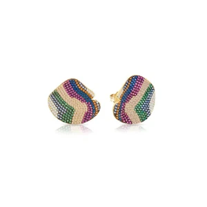 Orecchini a bottone in argento dorato con zirconi colorati Sogni OR055GA - Foto 1 di 3