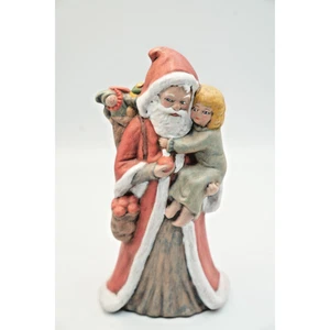 Vintage Style Santa Claus with Child Figurine – Hand-Painted 8" Tall - Picture 1 of 5