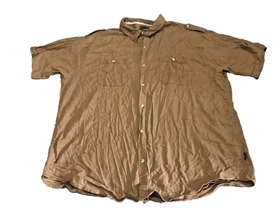Kenneth Cole Big & Tall Men's Size 4XL Shirt Short Sleeve Linen Blend Brown - Image 1 of 4