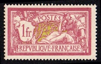 W1025 FRANCIA 1900 Edición Definitiva Merson 1fr Rojo y Oliva Yvert 121 MNH Foto 1 de 2