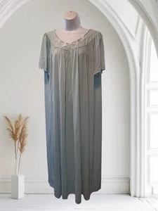 Miss Elaine Sz 2X Mid Length Nightgown, Embroidered Neckline, Blue. NS-1 - Picture 1 of 6