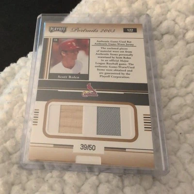 2003 Playoff Portraits #122 SCOTT ROLEN Materials Combo Bronze 39/50 Jersey/Bat - Image 1 of 2