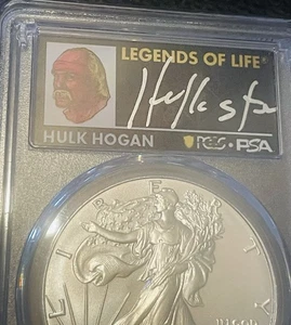 2025, FDOI $1 SilverEagle PCGS•PSA MS70 Legends of Life HULK HOGAN SIGNED - Picture 1 of 6