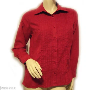 Camisa Top Vintage Años 90 Nueva Con Etiquetas Laura Scott Abotonada S Terciopelo Rojo Preppy Western Chic - Imagen 1 de 12