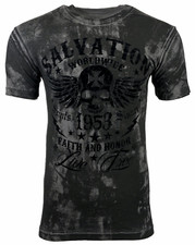 Archaic Affliction Men's T-Shirt Black Tide Skull Black Tattoo Biker Mma