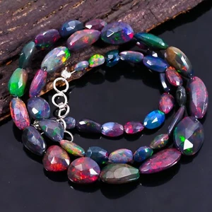 Natural Opal Fancy Shape Faceted Gemstone 18 Inc Necklace 61 Ct 6X4X3-15X9X6 MM - Picture 1 of 4