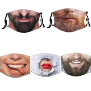 Breathable Funny Printed Mask Facial Expression Party Cosplay Mask Motorcycle - Picture 1 of 41
