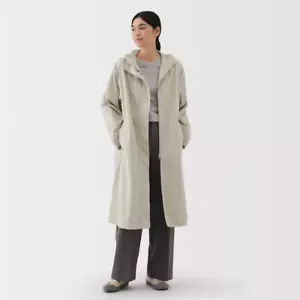 MUJI Cappotto Donna Impermeabile con Cappuccio Avorio FedEx - Foto 1 di 11