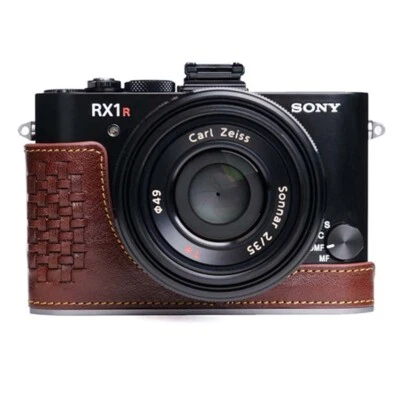 Funda protectora de media cámara de cuero genuino hecha a mano para Sony RX1Rii RX1R2 Foto 1 de 4