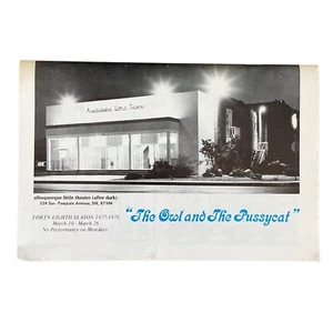 1977-78 Albuquerque Little Theater New Mexico The Owl and The Pussycat - Picture 1 of 4