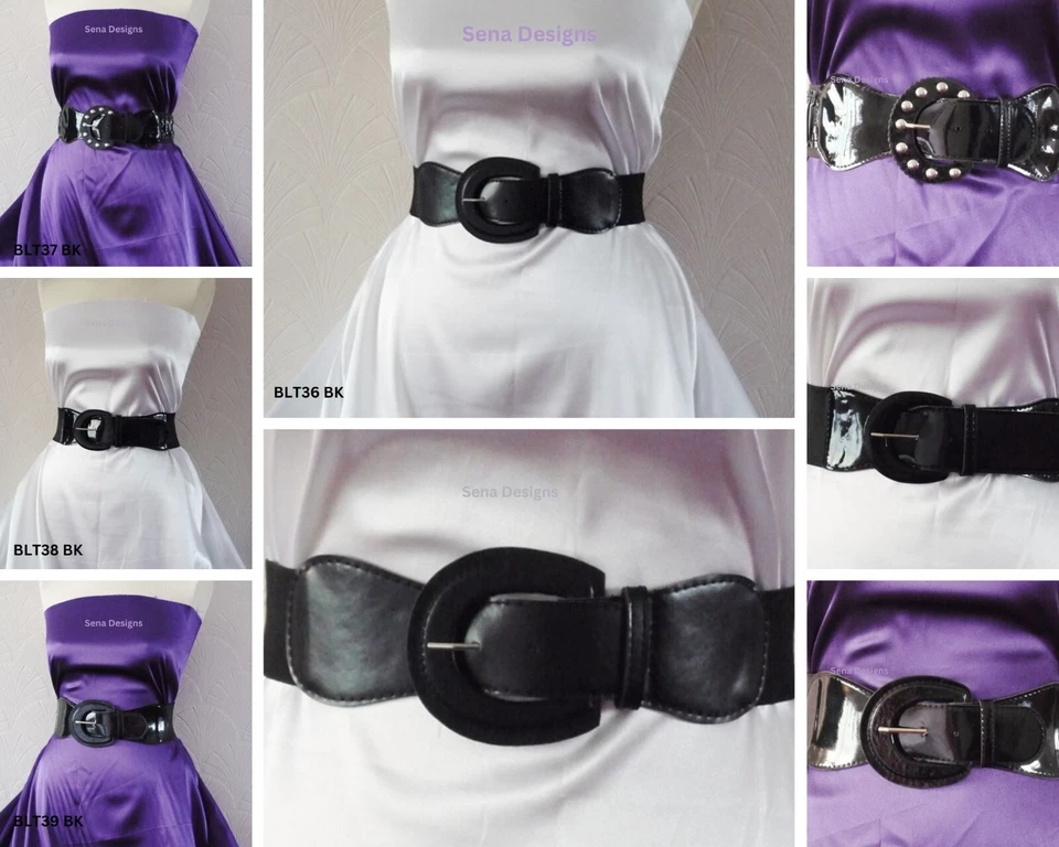 Donna Cintura Largo Elasticizzato Cintura Girovita Mezza Luna D Fibbia - Immagine 1 di 1