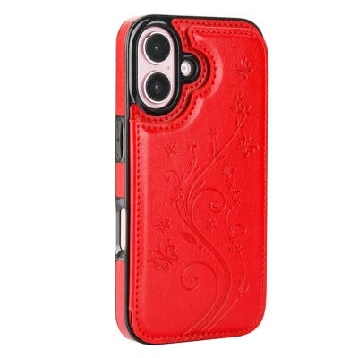 MUJERES Cuero Tarjeta Billetera Teléfono Funda Para iPhone 16 15 Plus 14 13 Pro 12 11 Foto 1 de 4