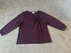 MICHAEL Michael Kors Stretchy Blouse Top 3X Chic O-ring Embellishment Gathered - Picture 1 of 9