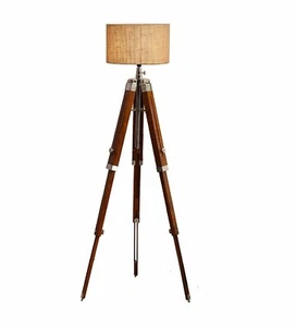 Nautical Floor Lamp Wooden Tripod Stand lamp Vintage Living room home decor lamp - Picture 1 of 3