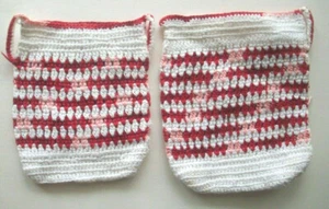 2 ollas rojo y blanco portavasos de cocina almohadillas calientes hechas a mano ganchillo - Imagen 1 de 3