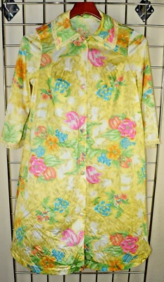 Camisón Vintage Talla S/M Años 70 Brillante Dorado Amarillo Floral ALine Encaje Fluido Foto 1 de 4
