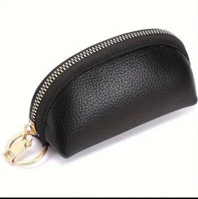 Schlüsseletui Schwarz PU Leder Schlüsselring Geldbeutel Portemonnaie 12,8x5,5 cm - Bild 1 von 2