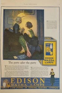 1922 Edison Mazda Lamps Antique Print Ad After Hours Mother Daughter Sun Rival - Picture 1 of 1