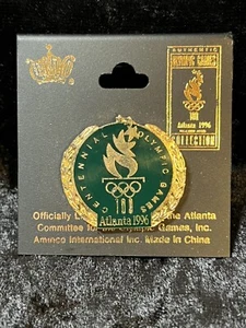 Olympia Pin 1996 Games Centennial Green Souvenir Pin-Back Button w Laurel Amino - Bild 1 von 4