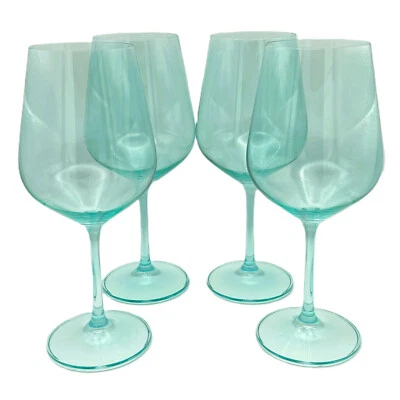 NEW Godinger Wine Glasses,  Sheer European Crystal Green 9" - Image 1 of 4