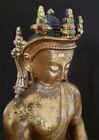 Sehr schöner gekrönter Buddha, Tibet Lackvergoldung (43 cm) aus meiner Sammlung