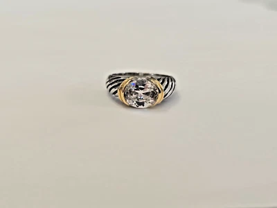 Anillo de banda de eternidad chapado en oro plateado circonita cúbica circonita cúbica talla 8 Foto 1 de 4