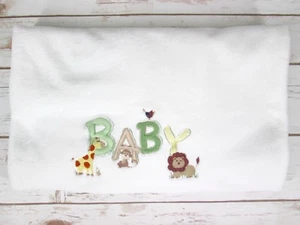 Circo BABY Blanket Embroidered White Fleece Giraffe Lion Monkey Bird Target  - Picture 1 of 6