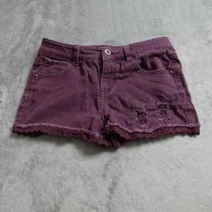 Vanilla Star Shorts Girls Size 12 Maroon Lace Distressed Adjustable Waist Casual - Picture 1 of 14