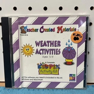 WEATHER ACTIVITIES PC CD-ROM BY BRODERBUND, KID PIX ACTIVITY KIT,TEACHER CREATED - Picture 1 of 3