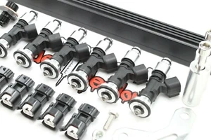 BLACK 2JZGTE Top Feed Fuel Rail Conversion kit WITH BOSCH 650cc Fuel Injectors - Picture 1 of 9