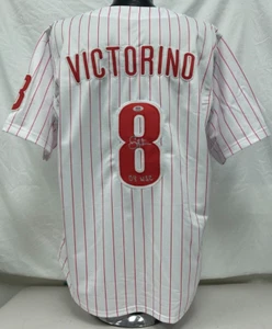 Shane Victorino Signed White "Champs" Custom Jersey (L) 08 WSC Insc PSA 339 - Picture 1 of 4