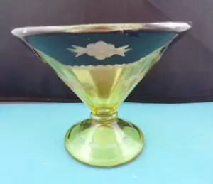 Vtg Johansfors Glasbruk Footed Bowl, Black & Yellow 1930’s (2116) - Picture 1 of 5