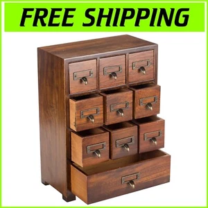 Elegant Solid Wood Curio Cabinet - 10 Drawer Apothecary Storage Organizer - Picture 1 of 10
