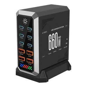 Station Chargeur 660W 10 Ports GaN USB C Type C PD Chargeur Rapide pour iPhone Macbook - Photo 1 sur 10