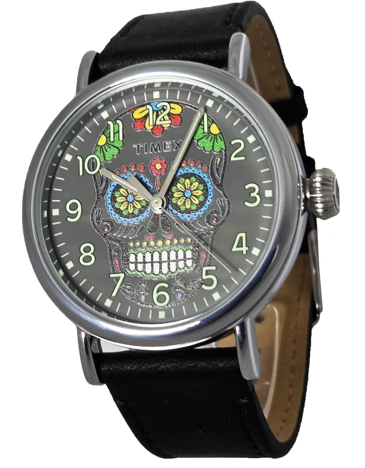 Timex TW2V67500 Día de los Muertos Reloj Hombre Analógico Redondo Correa Cuero Negro Foto 1 de 1