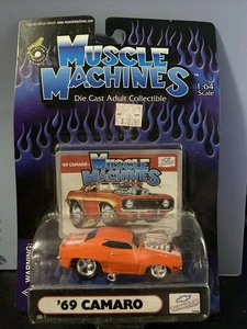 Orange Muscle Machines 1:64 Diecast 1969 Chevrolet Camaro Drag Racing Toy Car - Picture 1 of 2