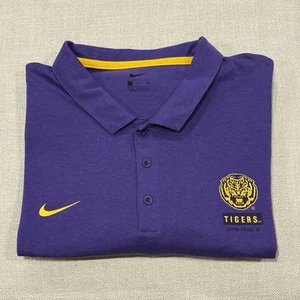 LSU Tigers Nike Dri Fit Polo Shirt Men’s 3XL Purple Performance NCAA - Picture 1 of 8