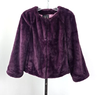 G.I.L.I. Chaqueta de piel sintética con bolsillos púrpura XX-pequeña Foto 1 de 3