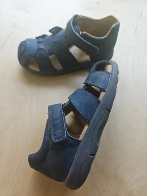 VGUC Stride Rite SRT Archie Boys NAVY BLUE Leather Fisherman Sandal Size 9.5 - Image 1 of 4