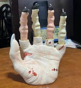 Ganz Keramik Hand mit Finger Spitzkerzen Halloween Deko - Bild 1 von 8