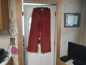 NWOT Old Navy Burnt Orange Extra High Rise Sky Hi Wide Leg Corduroy Women's 12 - Picture 1 of 3