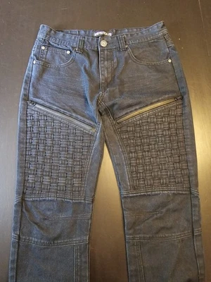 Pantalones de mezclilla imperious para hombre Moto negros de pierna recta talla 31x30 Foto 1 de 4