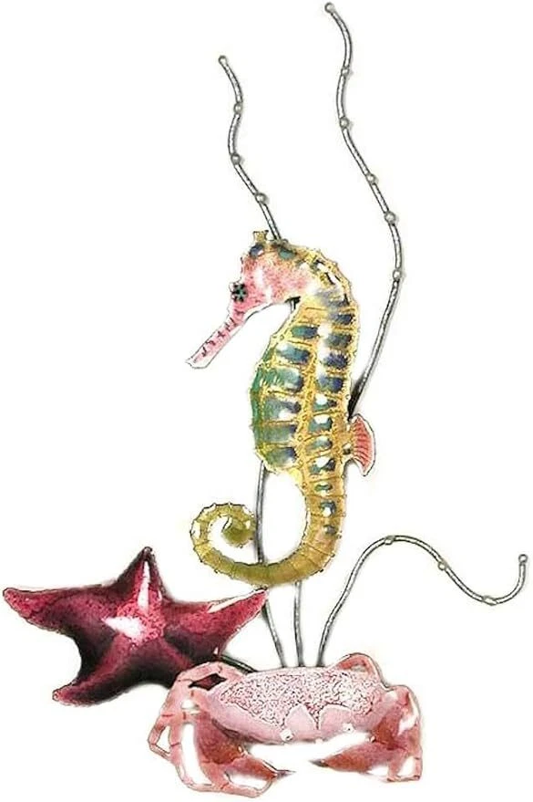 Bovano - Wall Sculpture - Rainbow Seahorse (L) w/ Starfish & Crab - Image 1 of 1