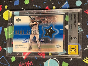 2001 Upper Deck Game Jersey 2 Barry Bonds On Card Auto BGS 9 Auto 10