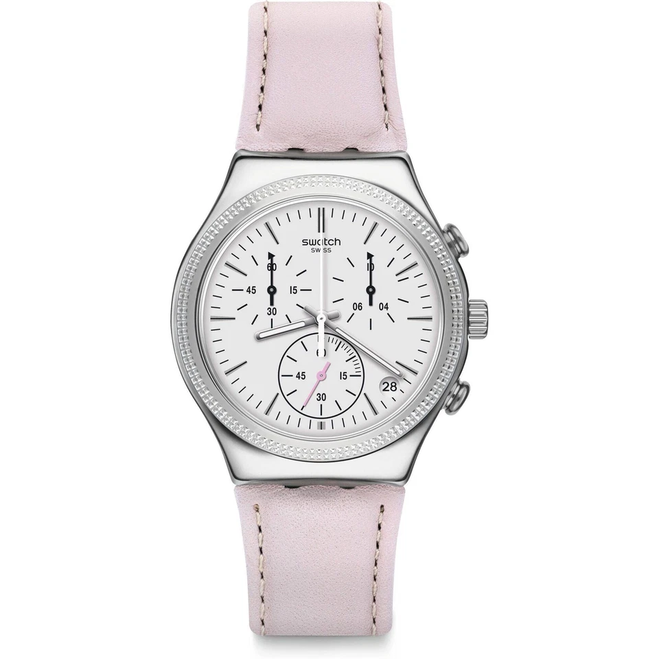 Swatch Women's Watch Irony Sweet Madame Quartz Light Pink Leather Strap YCS599